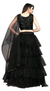 Aarvi Enterprise  ₹380 WCP Embellished Semi Stitched Lehenga Choli 1tshfm M 460  - Black