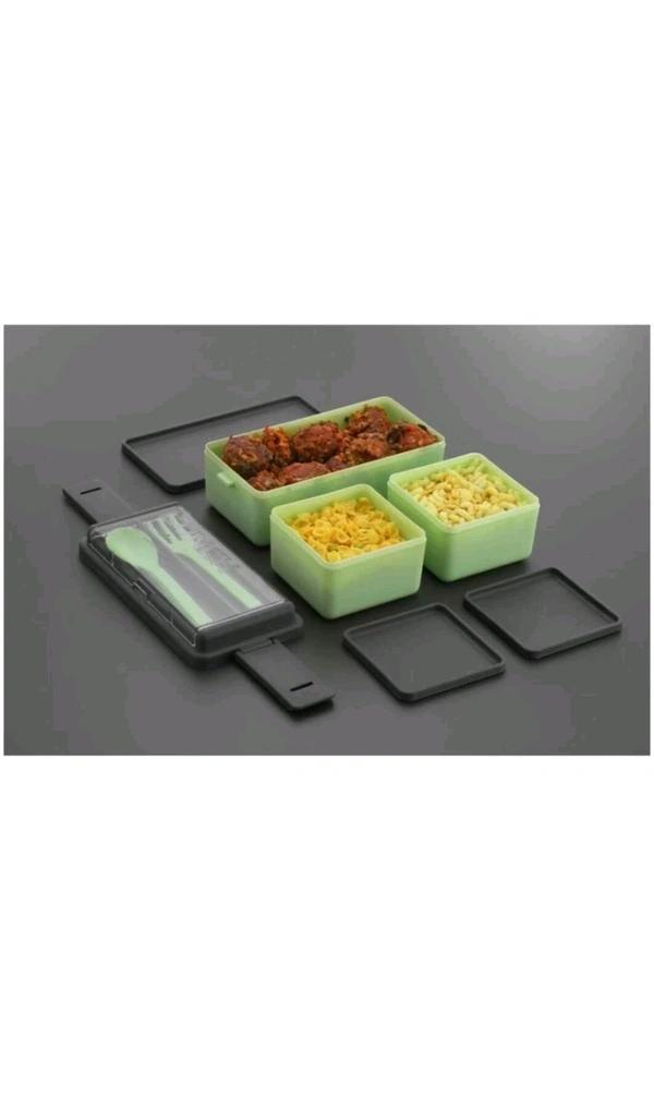 Plizzo Kitchenware  ₹136 WCP Primium Quality 3 Compartment Lunch Box cp888x M 158 - Pista