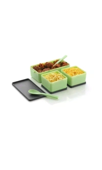 Plizzo Kitchenware  ₹136 WCP Primium Quality 3 Compartment Lunch Box cp888x M 158 - Pista