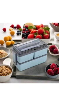 Plizzo Kitchenware  ₹136 WCP Primium Quality 3 Compartment Lunch Box cp888x M 158 - Grey