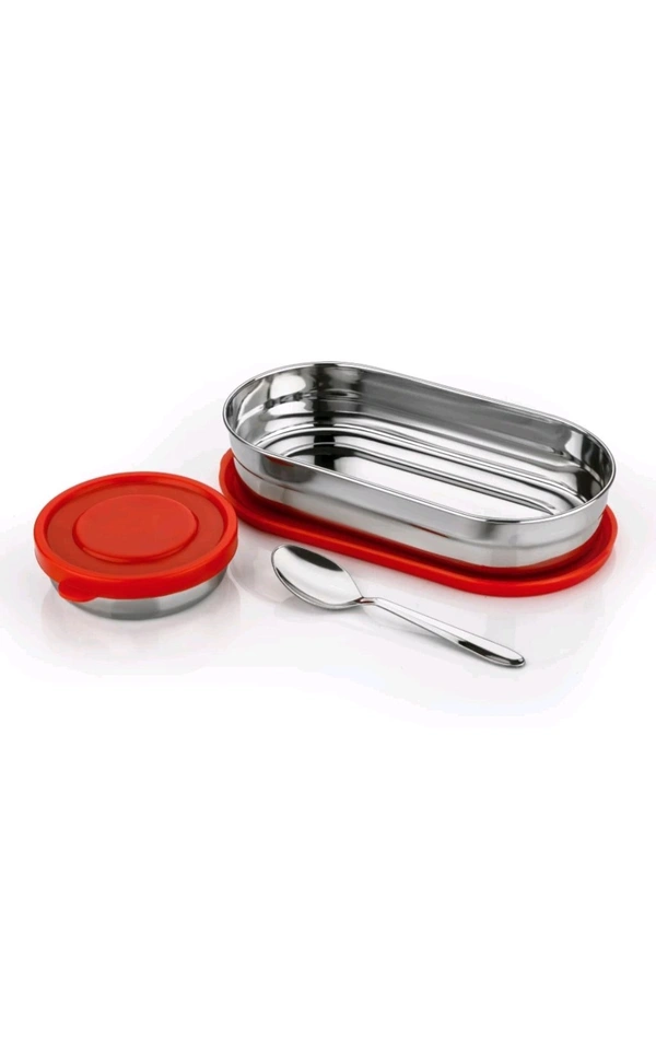 HET Enterprises  ₹163 WCP Stainless Steel Oval Lunch Box 2 Container Lunch Box 0hhy42 M 256 - Red