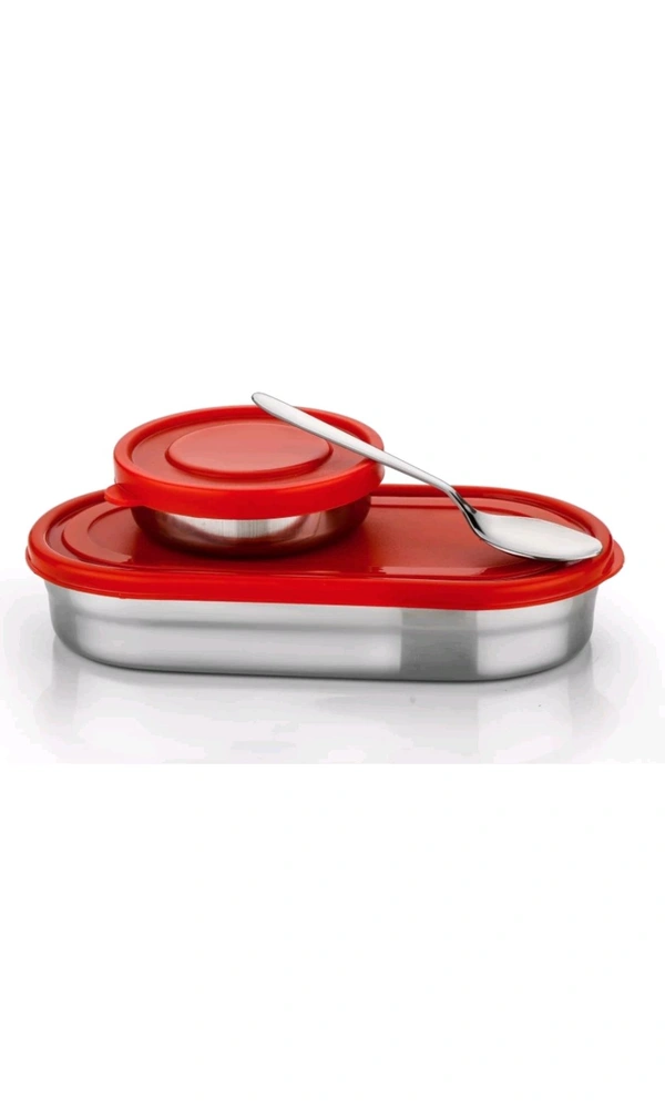 HET Enterprises  ₹163 WCP Stainless Steel Oval Lunch Box 2 Container Lunch Box 0hhy42 M 256 - Red