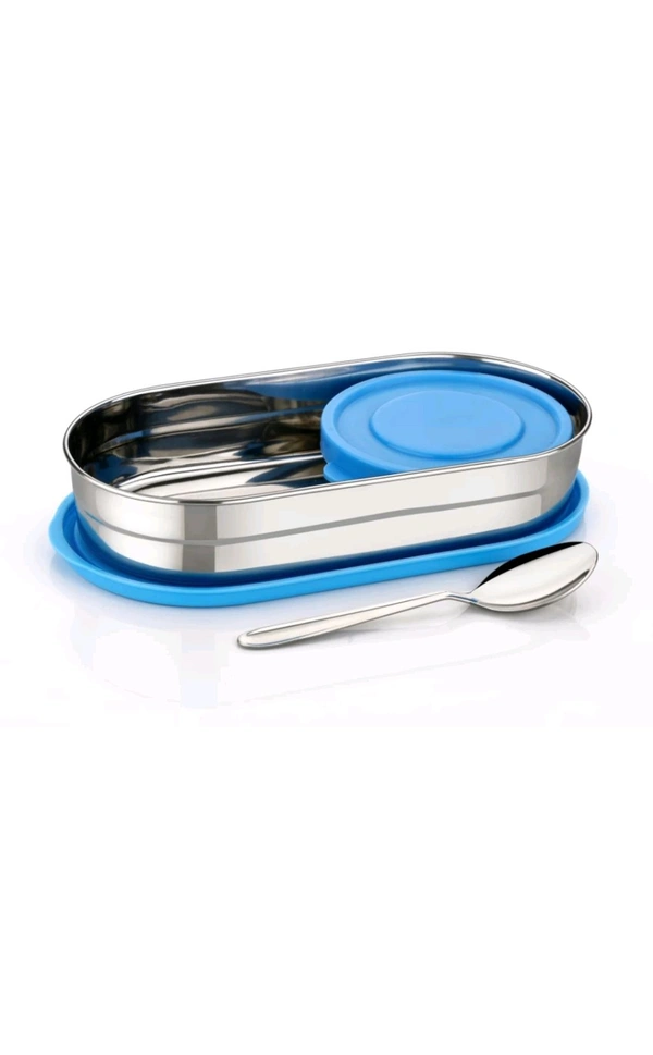 HET Enterprises  ₹163 WCP Stainless Steel Oval Lunch Box 2 Container Lunch Box 0hhy42 M 256 - Blue