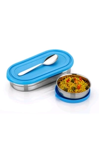 HET Enterprises  ₹163 WCP Stainless Steel Oval Lunch Box 2 Container Lunch Box 0hhy42 M 256 - Blue