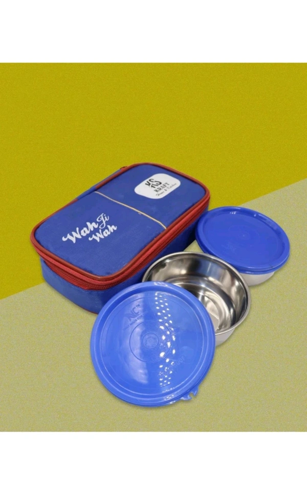 asha trading  ₹191 WCP Best Quality 2 Steel Container Lunch Box 6twj08 M 269   - Blue