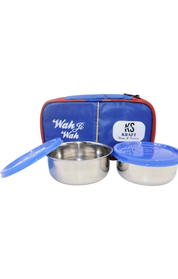 asha trading  ₹191 WCP Best Quality 2 Steel Container Lunch Box 6twj08 M 269   - Blue