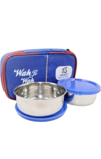 asha trading  ₹191 WCP Best Quality 2 Steel Container Lunch Box 6twj08 M 269   - Blue