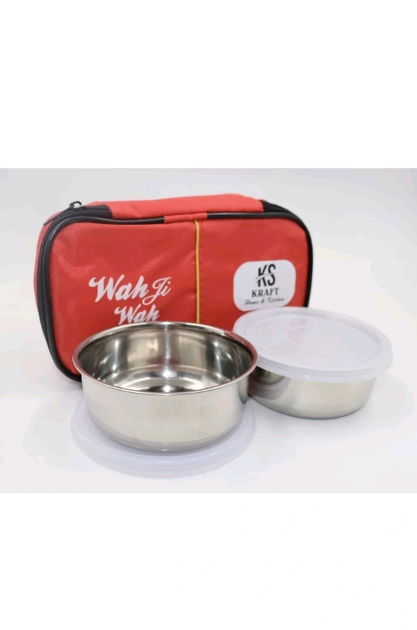 asha trading  ₹191 WCP Best Quality 2 Steel Container Lunch Box 6twj08 M 269   - Red