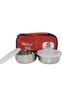 asha trading  ₹191 WCP Best Quality 2 Steel Container Lunch Box 6twj08 M 269   - Red