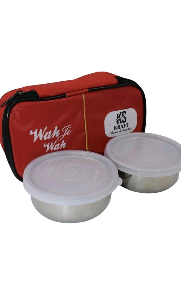 asha trading  ₹191 WCP Best Quality 2 Steel Container Lunch Box 6twj08 M 269   - Red