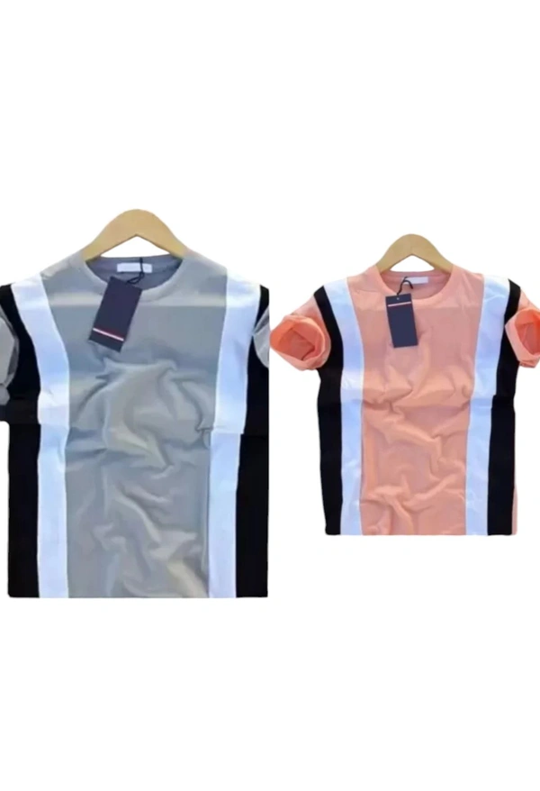 Square Retails  ₹123 WCP Color Bloc Men Multicolour T-shirt wbd72v M 188 - Grey Pink, M