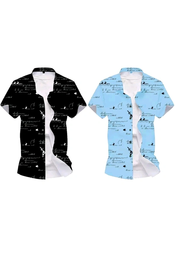 SHINAK INTERNATIONAL  ₹213 WCP Men Printed Casual Shirt sc5ao8 M 259 - Black- Sky Blue, M