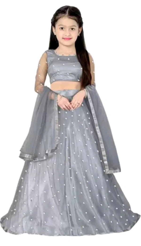 FEMISHA CREATION  ₹328 WCP Girls Lehenga Choli Dupatta Set d4fmlf M 341 - Grey, 10-11 Years