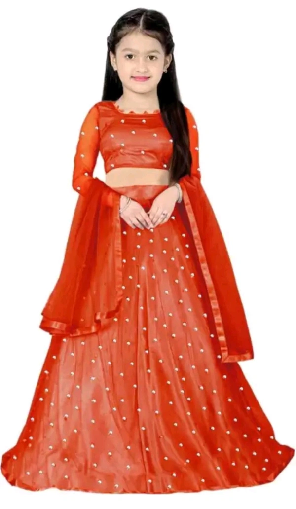 FEMISHA CREATION  ₹328 WCP Girls Lehenga Choli Dupatta Set d4fmlf M 341 - Red, 10-11 Years