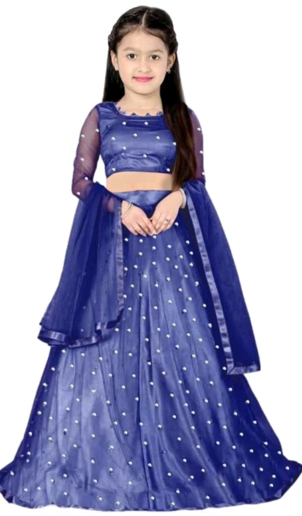 FEMISHA CREATION  ₹328 WCP Girls Lehenga Choli Dupatta Set d4fmlf M 341 - Blue, 5-6 Years