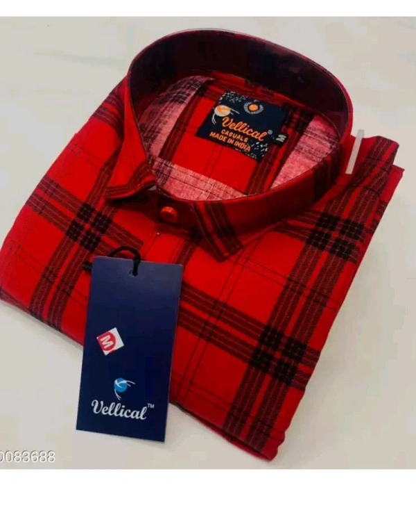 SHRI RADHA GOVIND FASHION  ₹313 WCP Men Checkered Formal Red Shirt i1zt49 M 356 - Red, M