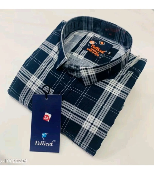 SHRI RADHA GOVIND FASHION  ₹313 WCP Men Checkered Formal Red Shirt i1zt49 M 356 - Navi Blue, M
