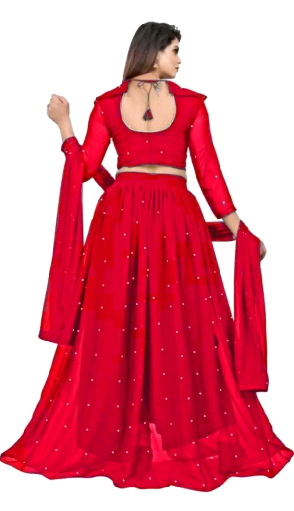 JAY MURLIDHAR CREATION  ₹352 WCP Embellished Semi Stitched Lehenga Choli 35392i M 420 - Red, Free