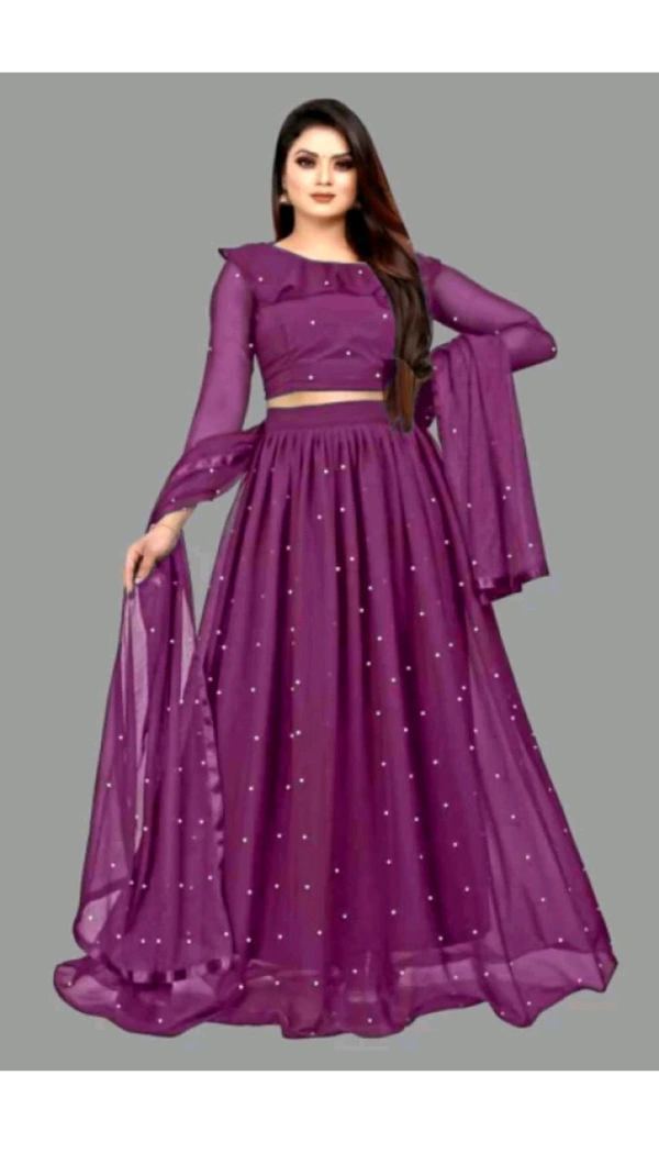 JAY MURLIDHAR CREATION  ₹352 WCP Embellished Semi Stitched Lehenga Choli 35392i M 420 - Purple, Free