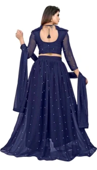 JAY MURLIDHAR CREATION  ₹352 WCP Embellished Semi Stitched Lehenga Choli 35392i M 420 - Blue, Free