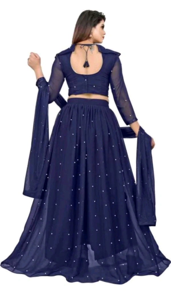 JAY MURLIDHAR CREATION  ₹352 WCP Embellished Semi Stitched Lehenga Choli 35392i M 420 - Blue, Free