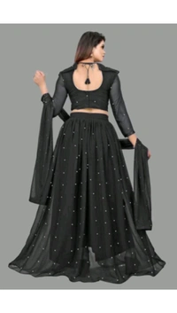 JAY MURLIDHAR CREATION  ₹352 WCP Embellished Semi Stitched Lehenga Choli 35392i M 420 - Black, Free