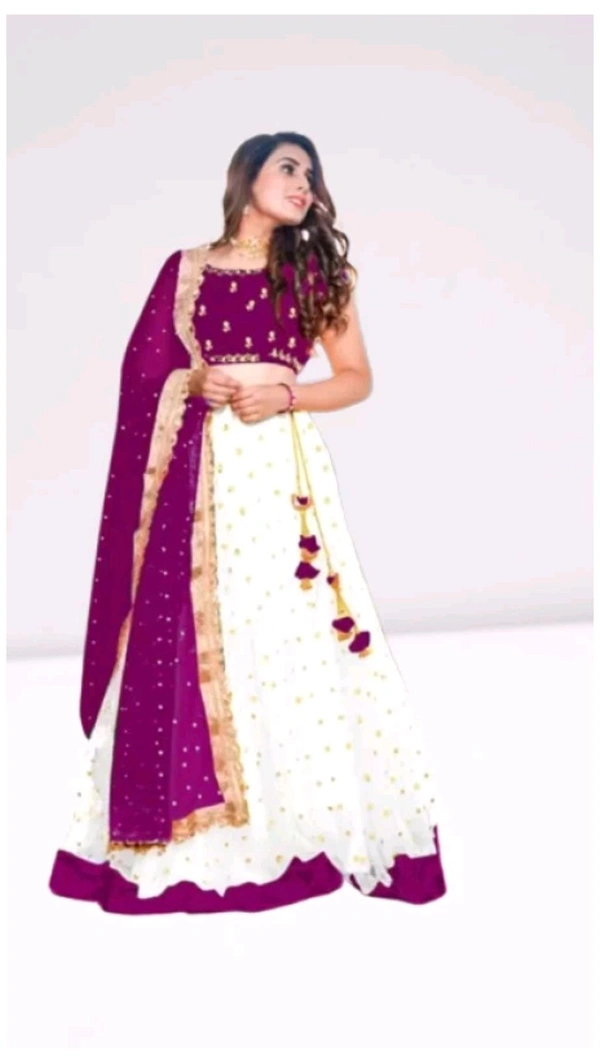 RV CREATION01  ₹348 WCP Embroidered Semi Stitched Lehenga Choli 0852bg M 430 - Purple White, Free