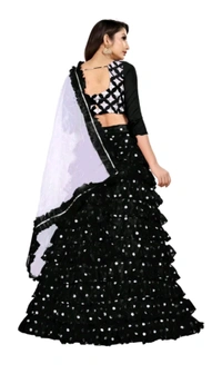 HARESHITHEDESIGNER ₹562 WCP Embroidered Semi Stitched Lehenga Choli gr384j M 807 - Free, Black