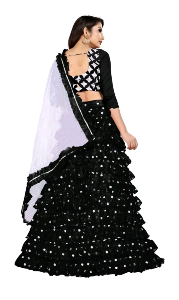 HARESHITHEDESIGNER ₹562 WCP Embroidered Semi Stitched Lehenga Choli gr384j M 807 - Free, Black