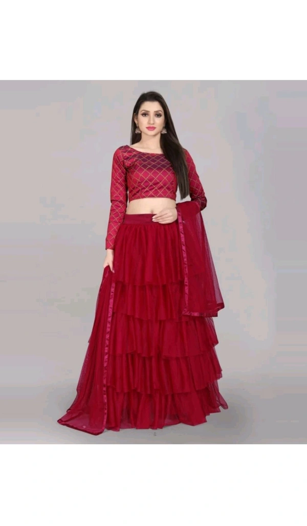 HARESHITHEDESIGNER ₹562 WCP Embroidered Semi Stitched Lehenga Choli gr384j M 807 - Free, Red