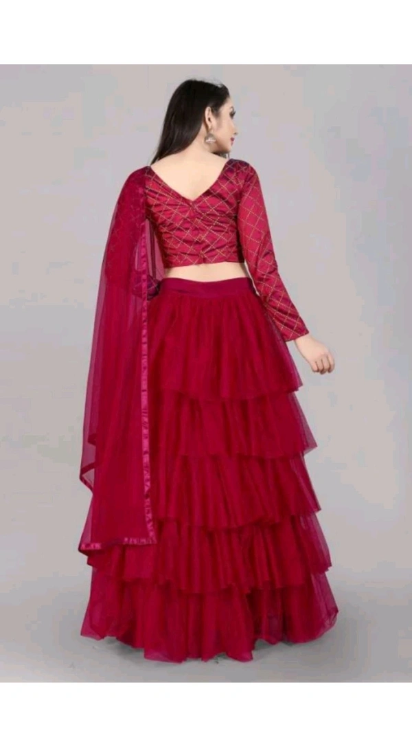 HARESHITHEDESIGNER ₹562 WCP Embroidered Semi Stitched Lehenga Choli gr384j M 807 - Free, Red