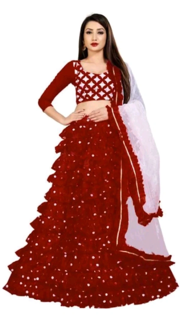 HARESHITHEDESIGNER ₹562 WCP Embroidered Semi Stitched Lehenga Choli gr384j M 807 - Free, Maroon