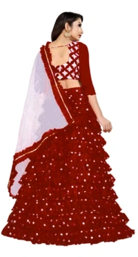 HARESHITHEDESIGNER ₹562 WCP Embroidered Semi Stitched Lehenga Choli gr384j M 807 - Free, Maroon