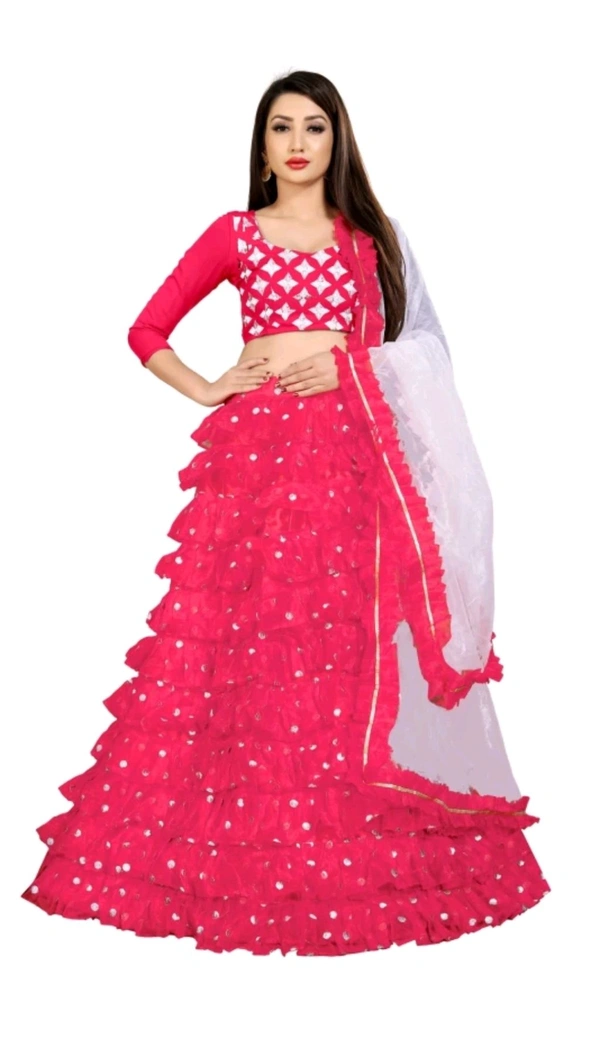 HARESHITHEDESIGNER ₹562 WCP Embroidered Semi Stitched Lehenga Choli gr384j M 807 - Free, Pink