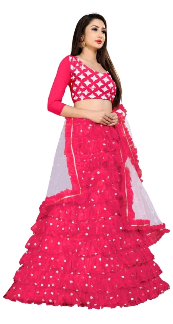 HARESHITHEDESIGNER ₹562 WCP Embroidered Semi Stitched Lehenga Choli gr384j M 807 - Free, Pink
