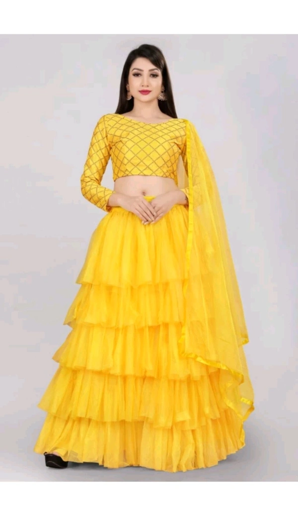 HARESHITHEDESIGNER ₹562 WCP Embroidered Semi Stitched Lehenga Choli gr384j M 807 - Free, Yellow