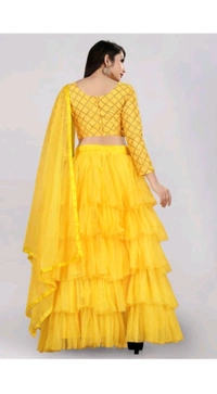 HARESHITHEDESIGNER ₹562 WCP Embroidered Semi Stitched Lehenga Choli gr384j M 807 - Free, Yellow