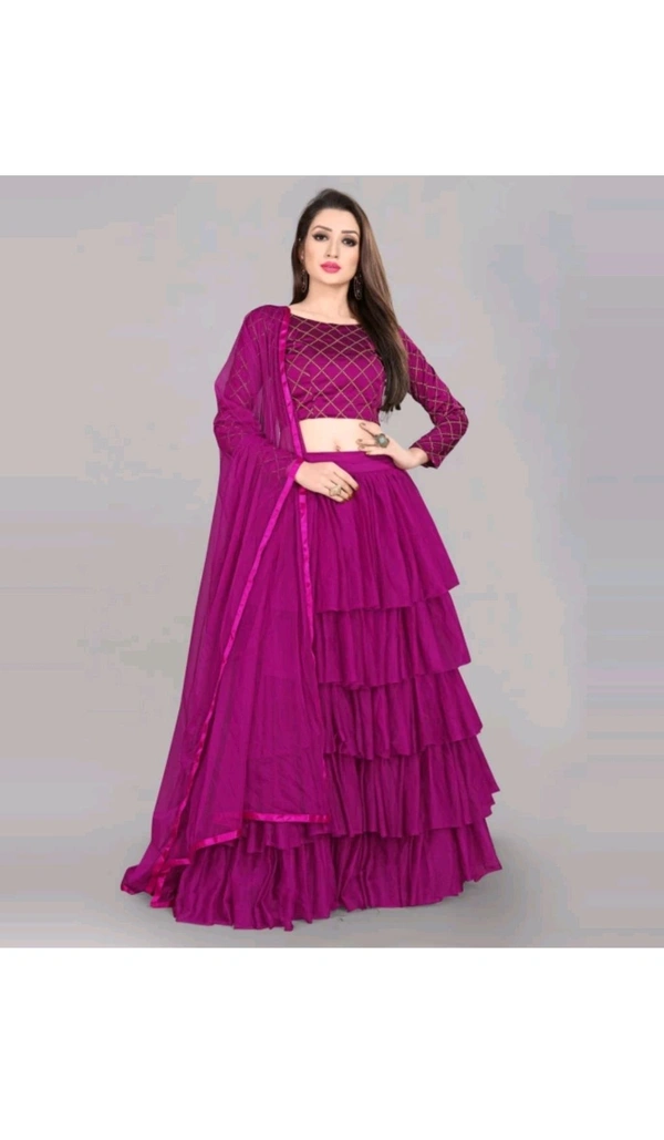HARESHITHEDESIGNER ₹562 WCP Embroidered Semi Stitched Lehenga Choli gr384j M 807 - Free, Purple