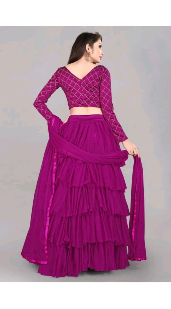 HARESHITHEDESIGNER ₹562 WCP Embroidered Semi Stitched Lehenga Choli gr384j M 807 - Free, Purple