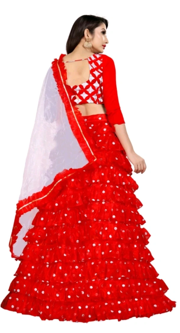 HARESHITHEDESIGNER ₹562 WCP Embroidered Semi Stitched Lehenga Choli gr384j M 807 - Free, Red White