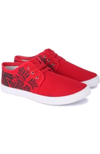 BR FOOTWEAR  ₹260 WCP Trendy Canvas Sneakers For Men ytpl2w M 248 - Red, 8