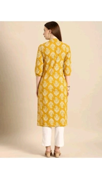 Shivansh Creation  ₹123 WCP Women Block Print Cotton Rayon Straight Kurta 1qhj9e M 270 - Yellow, S