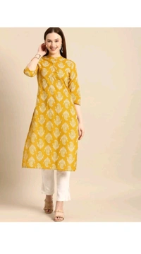 Shivansh Creation  ₹123 WCP Women Block Print Cotton Rayon Straight Kurta 1qhj9e M 270 - Yellow, S