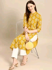 Shivansh Creation  ₹123 WCP Women Block Print Cotton Rayon Straight Kurta 1qhj9e M 270 - Yellow, 3XL