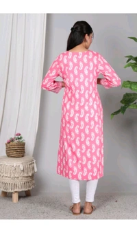 Shivansh Creation  ₹123 WCP Women Block Print Cotton Rayon Straight Kurta 1qhj9e M 270 - Pink, M