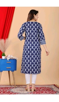 Shivansh Creation  ₹123 WCP Women Block Print Cotton Rayon Straight Kurta 1qhj9e M 270 - Navy Blue, S