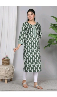Shivansh Creation  ₹123 WCP Women Block Print Cotton Rayon Straight Kurta 1qhj9e M 270 - Green, XXL