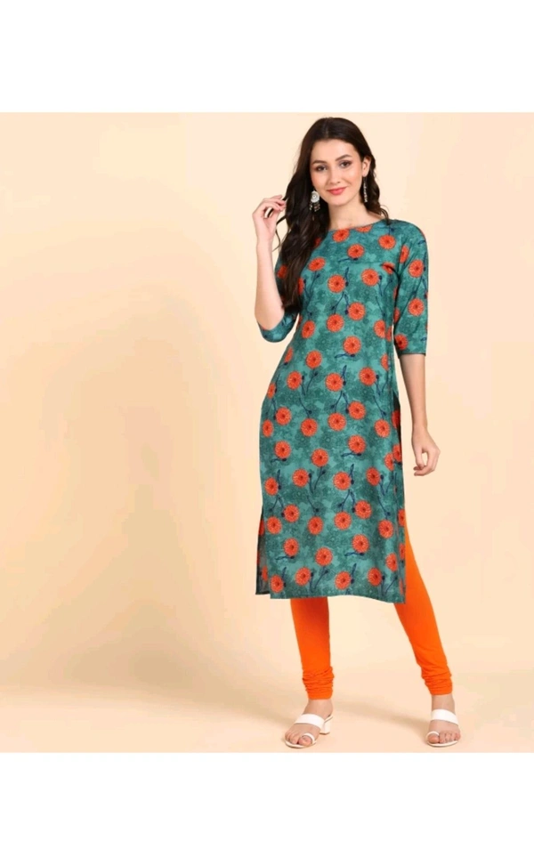 Ethnic 4 You  ₹221 WCP Women Printed Crepe Straight Kurta 4ze2d7 M 183 - S, Dark Cyan -Teal