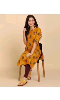 Ethnic 4 You  ₹221 WCP Women Printed Crepe Straight Kurta 4ze2d7 M 183 - M, Maroon Orange