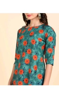 Ethnic 4 You  ₹221 WCP Women Printed Crepe Straight Kurta 4ze2d7 M 183 - M, Blue Orange